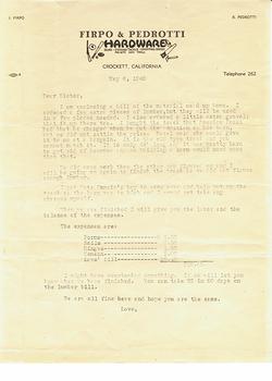 Letter from Ralph Pedrotti to a sister